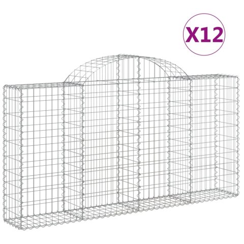 Kosze gabionowe, 12 szt, 200x30x100/120cm, galwanizowane żelazo Kosze gabionowe, 12 szt, 200x30x100/120cm, galwanizowane żelazo