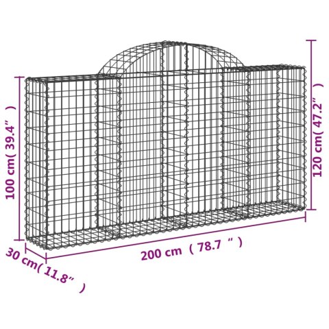 Kosze gabionowe, 12 szt, 200x30x100/120cm, galwanizowane żelazo Kosze gabionowe, 12 szt, 200x30x100/120cm, galwanizowane żelazo