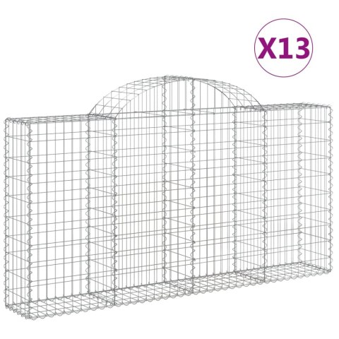 Kosze gabionowe, 13 szt, 200x30x100/120cm, galwanizowane żelazo Kosze gabionowe, 13 szt, 200x30x100/120cm, galwanizowane żelazo