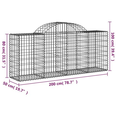 Kosze gabionowe, 13 szt, 200x50x80/100 cm, galwanizowane żelazo Kosze gabionowe, 13 szt, 200x50x80/100 cm, galwanizowane żelazo