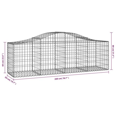 Kosze gabionowe, 14 szt, 200x50x60/80 cm, galwanizowane żelazo Kosze gabionowe, 14 szt, 200x50x60/80 cm, galwanizowane żelazo