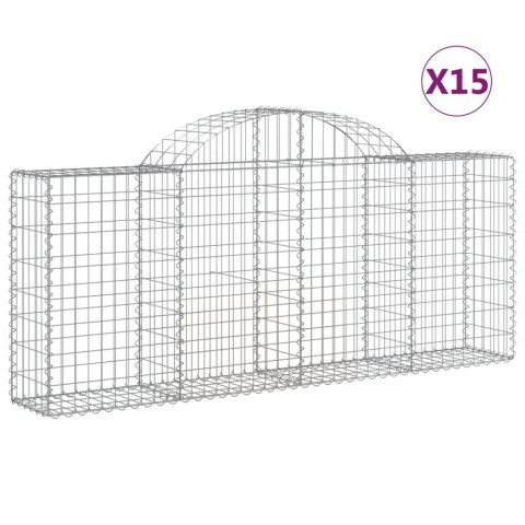 Kosze gabionowe, 15 szt, 200x30x80/100 cm, galwanizowane żelazo Kosze gabionowe, 15 szt, 200x30x80/100 cm, galwanizowane żelazo