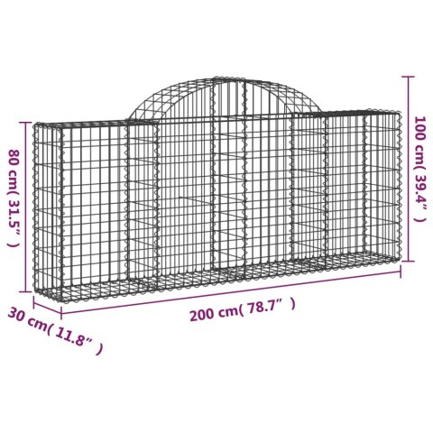 Kosze gabionowe, 15 szt, 200x30x80/100 cm, galwanizowane żelazo Kosze gabionowe, 15 szt, 200x30x80/100 cm, galwanizowane żelazo
