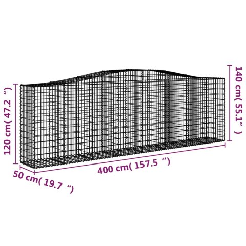Kosze gabionowe, 5 szt, 400x50x120/140 cm, galwanizowane żelazo Kosze gabionowe, 5 szt, 400x50x120/140 cm, galwanizowane żelazo