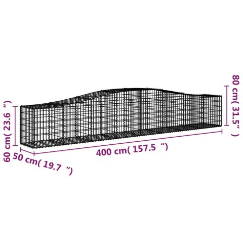 Kosze gabionowe, 7 szt, 400x50x60/80 cm, galwanizowane żelazo Kosze gabionowe, 7 szt, 400x50x60/80 cm, galwanizowane żelazo