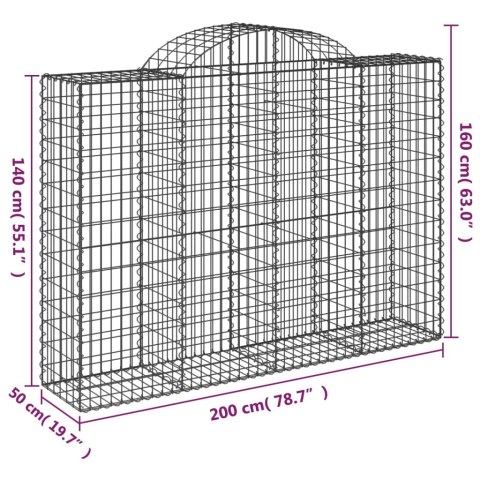 Kosze gabionowe, 8 szt, 200x50x140/160 cm, galwanizowane żelazo Kosze gabionowe, 8 szt, 200x50x140/160 cm, galwanizowane żelazo