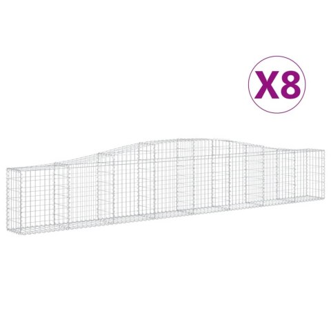 Kosze gabionowe, 8 szt, 400x30x60/80 cm, galwanizowane żelazo Kosze gabionowe, 8 szt, 400x30x60/80 cm, galwanizowane żelazo