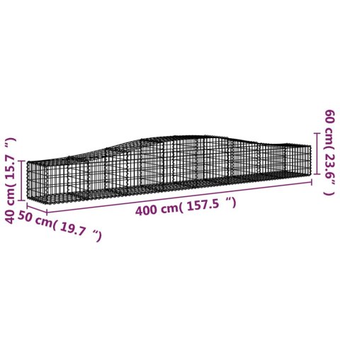 Kosze gabionowe, 8 szt, 400x50x40/60 cm, galwanizowane żelazo Kosze gabionowe, 8 szt, 400x50x40/60 cm, galwanizowane żelazo