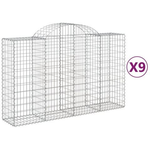 Kosze gabionowe, 9 szt, 200x50x120/140 cm, galwanizowane żelazo Kosze gabionowe, 9 szt, 200x50x120/140 cm, galwanizowane żelazo