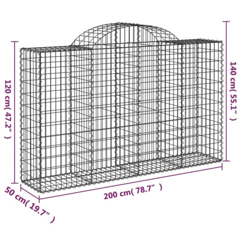 Kosze gabionowe, 9 szt, 200x50x120/140 cm, galwanizowane żelazo Kosze gabionowe, 9 szt, 200x50x120/140 cm, galwanizowane żelazo