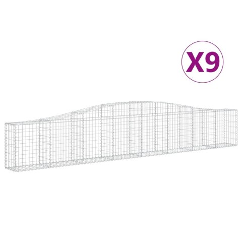 Kosze gabionowe, 9 szt, 400x30x60/80 cm, galwanizowane żelazo Kosze gabionowe, 9 szt, 400x30x60/80 cm, galwanizowane żelazo