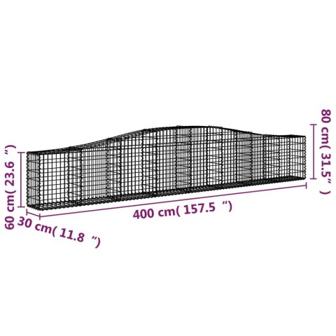 Kosze gabionowe, 9 szt, 400x30x60/80 cm, galwanizowane żelazo Kosze gabionowe, 9 szt, 400x30x60/80 cm, galwanizowane żelazo