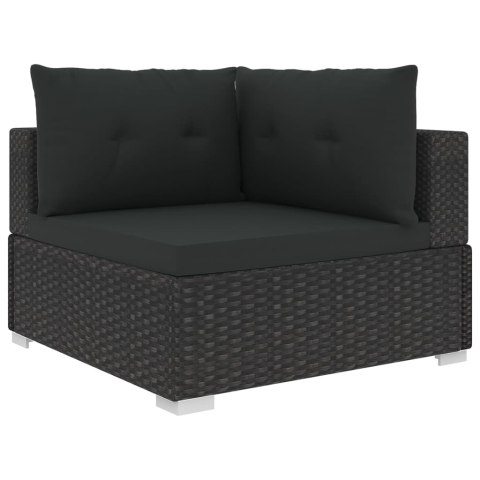 10-cz. zestaw mebli do ogrodu, poduszki, rattan PE, czarny 10-cz. zestaw mebli do ogrodu, poduszki, rattan PE, czarny