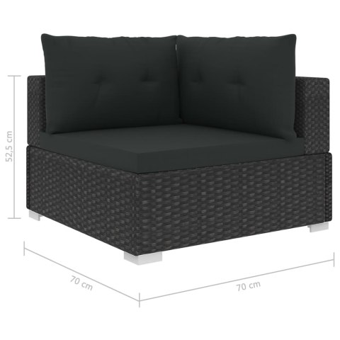 10-cz. zestaw mebli do ogrodu, poduszki, rattan PE, czarny 10-cz. zestaw mebli do ogrodu, poduszki, rattan PE, czarny