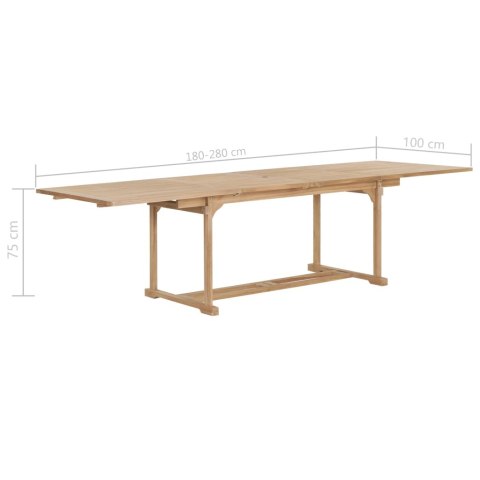 Rozkładany stół ogrodowy, 180-280x100x75 cm, lite drewno tekowe Rozkładany stół ogrodowy, 180-280x100x75 cm, lite drewno tekowe