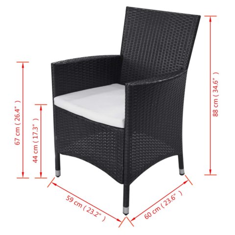 11-cz. zestaw mebli ogrodowych z poduszkami, rattan PE, czarny 11-cz. zestaw mebli ogrodowych z poduszkami, rattan PE, czarny