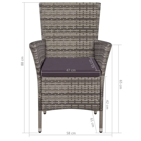 9-cz. zestaw mebli ogrodowych z poduszkami, rattan PE, szary 9-cz. zestaw mebli ogrodowych z poduszkami, rattan PE, szary
