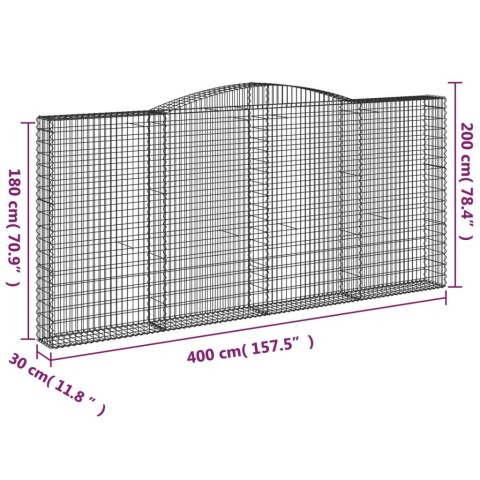 Kosze gabionowe, 4 szt, 400x30x180/200 cm, galwanizowane żelazo Kosze gabionowe, 4 szt, 400x30x180/200 cm, galwanizowane żelazo