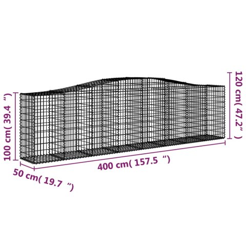 Kosze gabionowe, 5 szt, 400x50x100/120 cm, galwanizowane żelazo Kosze gabionowe, 5 szt, 400x50x100/120 cm, galwanizowane żelazo