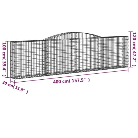 Kosze gabionowe, 6 szt, 400x30x100/120 cm, galwanizowane żelazo Kosze gabionowe, 6 szt, 400x30x100/120 cm, galwanizowane żelazo