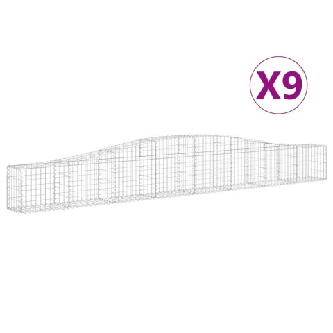 Kosze gabionowe, 9 szt, 400x30x40/60 cm, galwanizowane żelazo Kosze gabionowe, 9 szt, 400x30x40/60 cm, galwanizowane żelazo