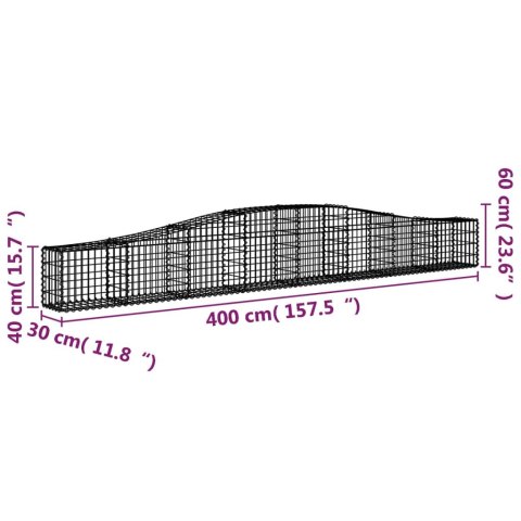 Kosze gabionowe, 9 szt, 400x30x40/60 cm, galwanizowane żelazo Kosze gabionowe, 9 szt, 400x30x40/60 cm, galwanizowane żelazo