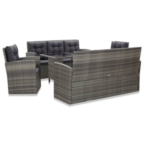 5-cz. zestaw mebli ogrodowych z poduszkami, rattan PE, szary 5-cz. zestaw mebli ogrodowych z poduszkami, rattan PE, szary