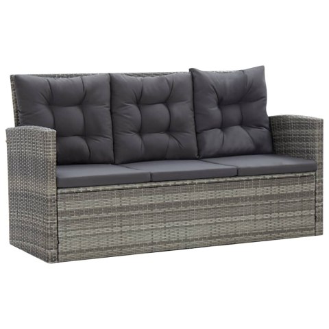 5-cz. zestaw mebli ogrodowych z poduszkami, rattan PE, szary 5-cz. zestaw mebli ogrodowych z poduszkami, rattan PE, szary