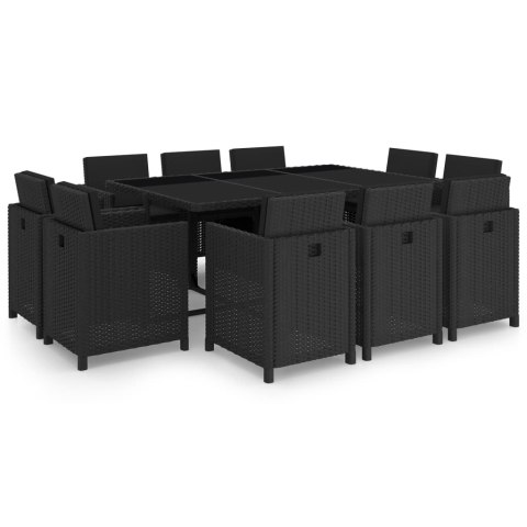 11-cz. zestaw mebli ogrodowych z poduszkami, rattan PE, czarny 11-cz. zestaw mebli ogrodowych z poduszkami, rattan PE, czarny