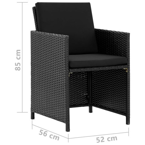 11-cz. zestaw mebli ogrodowych z poduszkami, rattan PE, czarny 11-cz. zestaw mebli ogrodowych z poduszkami, rattan PE, czarny