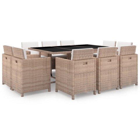 11-cz. zestaw mebli ogrodowych z poduszkami, rattan PE, beżowy 11-cz. zestaw mebli ogrodowych z poduszkami, rattan PE, beżowy