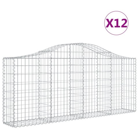 Kosze gabionowe, 12 szt, 200x30x80/100 cm, galwanizowane żelazo Kosze gabionowe, 12 szt, 200x30x80/100 cm, galwanizowane żelazo