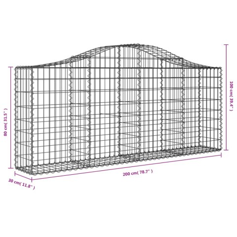 Kosze gabionowe, 12 szt, 200x30x80/100 cm, galwanizowane żelazo Kosze gabionowe, 12 szt, 200x30x80/100 cm, galwanizowane żelazo