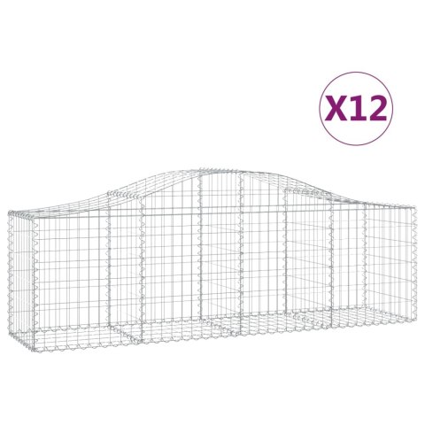 Kosze gabionowe, 12 szt, 200x50x60/80 cm, galwanizowane żelazo Kosze gabionowe, 12 szt, 200x50x60/80 cm, galwanizowane żelazo