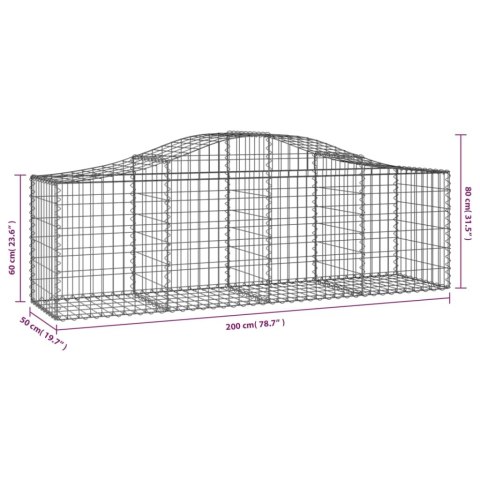Kosze gabionowe, 12 szt, 200x50x60/80 cm, galwanizowane żelazo Kosze gabionowe, 12 szt, 200x50x60/80 cm, galwanizowane żelazo