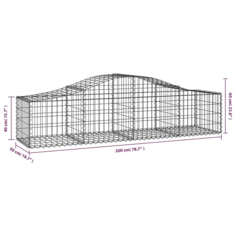 Kosze gabionowe, 14 szt, 200x50x40/60 cm, galwanizowane żelazo Kosze gabionowe, 14 szt, 200x50x40/60 cm, galwanizowane żelazo