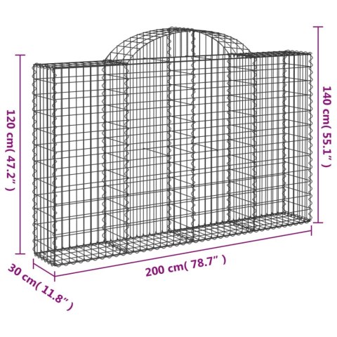 Kosze gabionowe, 10 szt, 200x30x120/140cm, galwanizowane żelazo Kosze gabionowe, 10 szt, 200x30x120/140cm, galwanizowane żelazo