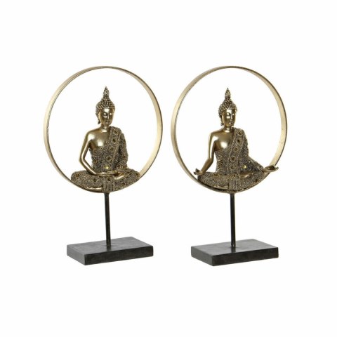 Figurka Dekoracyjna DKD Home Decor 26 x 11 x 40 cm Czarny Złoty Budda Orientalny (2 Sztuk)