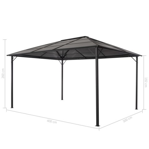 Altana ogrodowa z zadaszeniem, aluminiowa 4 x 3 x 2,6 m, czarna Altana ogrodowa z zadaszeniem, aluminiowa 4 x 3 x 2,6 m, czarna