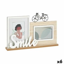 Ramka na Zdjęcia Smile 2 zdjęcie Czarny Brązowy Drewno MDF (6 Sztuk) (40 x 27 x 6 cm)