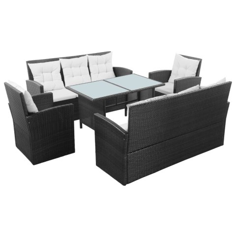 5-cz. zestaw mebli do ogrodu, poduszki, rattan PE, czarny 5-cz. zestaw mebli do ogrodu, poduszki, rattan PE, czarny