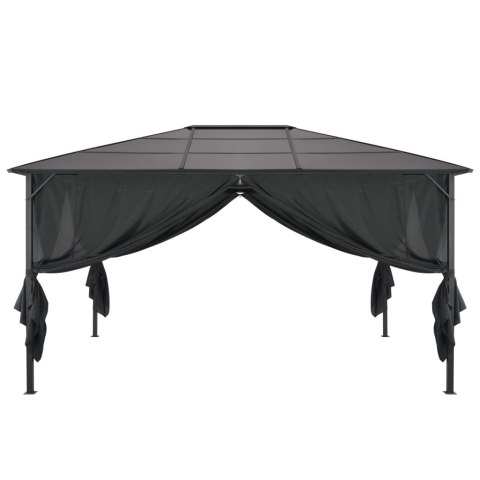 Altana ogrodowa z zasłonami, aluminiowa, 4 x 3 x 2,6 m, czarna Altana ogrodowa z zasłonami, aluminiowa, 4 x 3 x 2,6 m, czarna