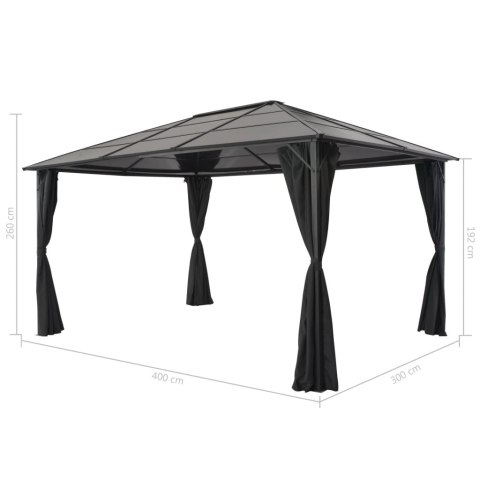 Altana ogrodowa z zasłonami, aluminiowa, 4 x 3 x 2,6 m, czarna Altana ogrodowa z zasłonami, aluminiowa, 4 x 3 x 2,6 m, czarna