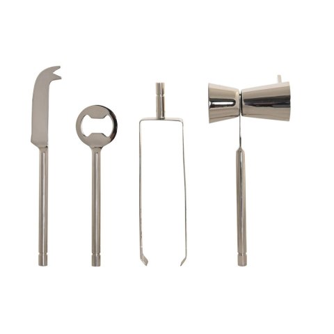 Zestaw do Koktajli DKD Home Decor 25,5 x 9 x 30 cm Naturalny Srebrzysty Stal nierdzewna Drewno akacjowe