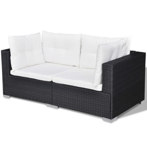 10-cz. zestaw mebli do ogrodu, poduszki, rattan PE, czarny 10-cz. zestaw mebli do ogrodu, poduszki, rattan PE, czarny