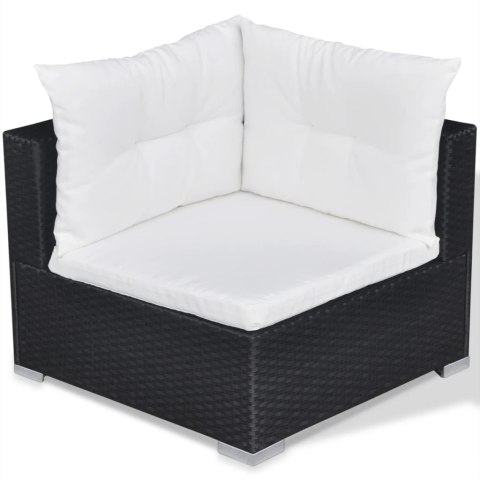 10-cz. zestaw mebli do ogrodu, poduszki, rattan PE, czarny 10-cz. zestaw mebli do ogrodu, poduszki, rattan PE, czarny