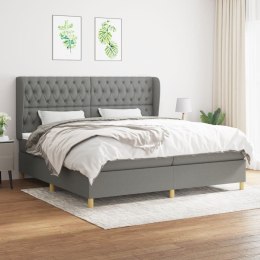 Łóżko kontynentalne z materacem, ciemnoszara tkanina 200x200 cm