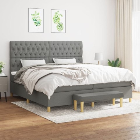 Łóżko kontynentalne z materacem, ciemnoszara tkanina 200x200 cm