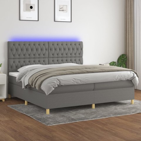 Łóżko kontynentalne z materacem, ciemnoszara tkanina, 200x200cm