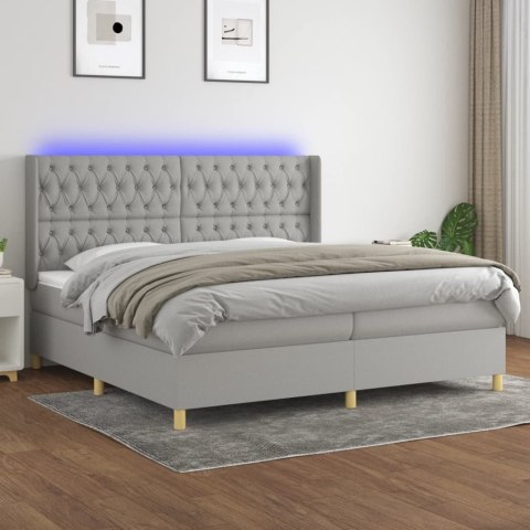 Łóżko kontynentalne z materacem, jasnoszare, 200x200cm, tkanina